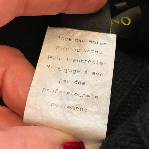 Malandrino Women’s Cashmere Leather Accented Black Turtleneck Sweater Oversized - Picture 12 of 16